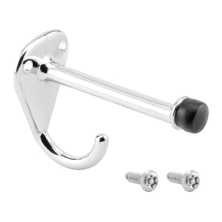 Prime-Line Hook and Bumper, 3-1/8 in. Projection, Cast Zamak Construction, Chrome Plated Finish (Single Pack) 656-6626-T